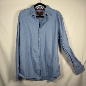 Blue Casual Button‎ Down Shirt with Classic Design